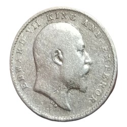 Alternative view of British India Silver 2 ANNAS Year 1910 King EDWARD-VII in Collectable Grade.