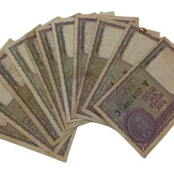 One Rupee Old BIG COIN Year 1957 Signature L.K JHA Mixed Lot 12 Notes are in Used but Collectable Grades.