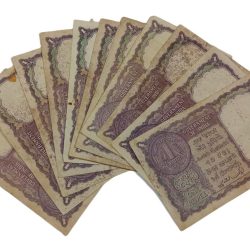 Alternative view of One Rupee Old BIG COIN Year 1957 Signature L.K JHA Mixed Lot 12 Notes are in Used but Collectable Grades.