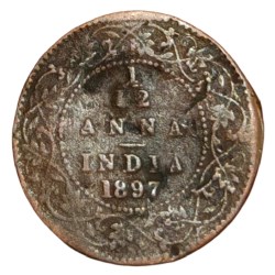 British India Copper 1/12 ANNA Year 1897 VICTORIA EMPRESS Used Condition.