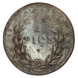 British India Copper 1/2 PICE "EAST INDIA COMPANY" Year 1853 **SCARE** Used Condition.