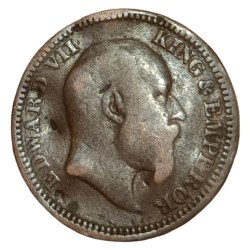 Alternative view of British India Copper 1/2 PICE Year 1909 King EDWARD-VII Collectable Grade.