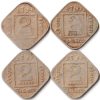 4 Coins Set of 2 Annas Different Date Copper-Nickel Coins Of King George V British India Coinage