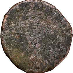 Alternative view of Copper Drachma of Indo-Greek (1st Cen. BC) with Profile Portrait facing Right