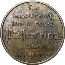 Alternative view of Nickel Token from America (AD 1961) Vin Prefontaines "bonne chance"