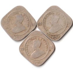 3 Coins Set of Two Anna 1918 Copper-Nickel Coin of King George V British India Coinage