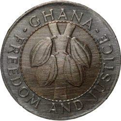 Bi-Metallic 100 Cedis of Ghana Country (AD 1999) with Cocoa Plants