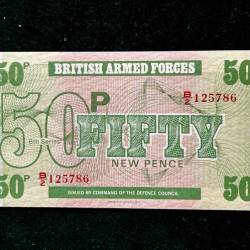 GREAT BRITAIN-BRITISH ARMED FORCES 50 NEW PENCE World Bank note Series ending 786 Unique and Rare