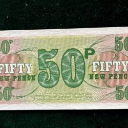 Alternative view of GREAT BRITAIN-BRITISH ARMED FORCES 50 NEW PENCE World Bank note Series ending 786 Unique and Rare