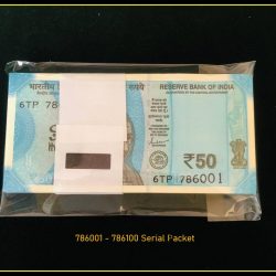 Rs 50 INDIA BANKNOTE Fancy Number 786001 to 786100 Note Gem UNC Set