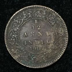 Alternative view of India - British 1⁄12 Anna 1907 - Edward VII Rare coin Lowest price #I-55