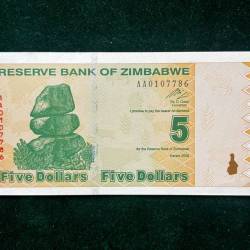 ZIMBABWE $5 World Bank note Series ending 786 Unique and Rare
