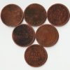 6 Coins Set of 1/2 Pice Different Dates Low Grade Copper Coin of Victoria Empress British India Coinage