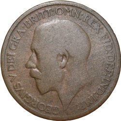 Bronze 1/2 Penny of George V (AD1918) of Great Brittain