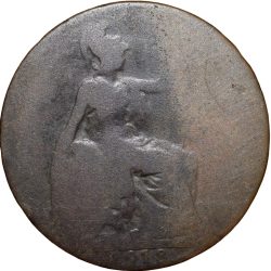Alternative view of Bronze 1/2 Penny of George V (AD1918) of Great Brittain