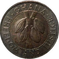 Alternative view of Bi-Metallic 100 Cedis of Ghana Country (AD 1999) with Cocoa Plants