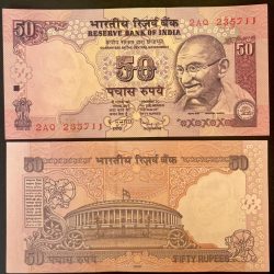 F - 45 Rs 50 India Banknote Signature series Signed by D.SUBARAO Inset R 2009 issue