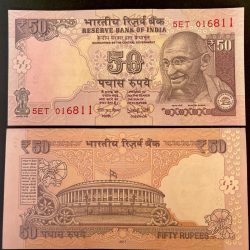 F 75 Rs 50 India Banknote Signature series Signed by URJIT R PATEL Inset R 2017 issue