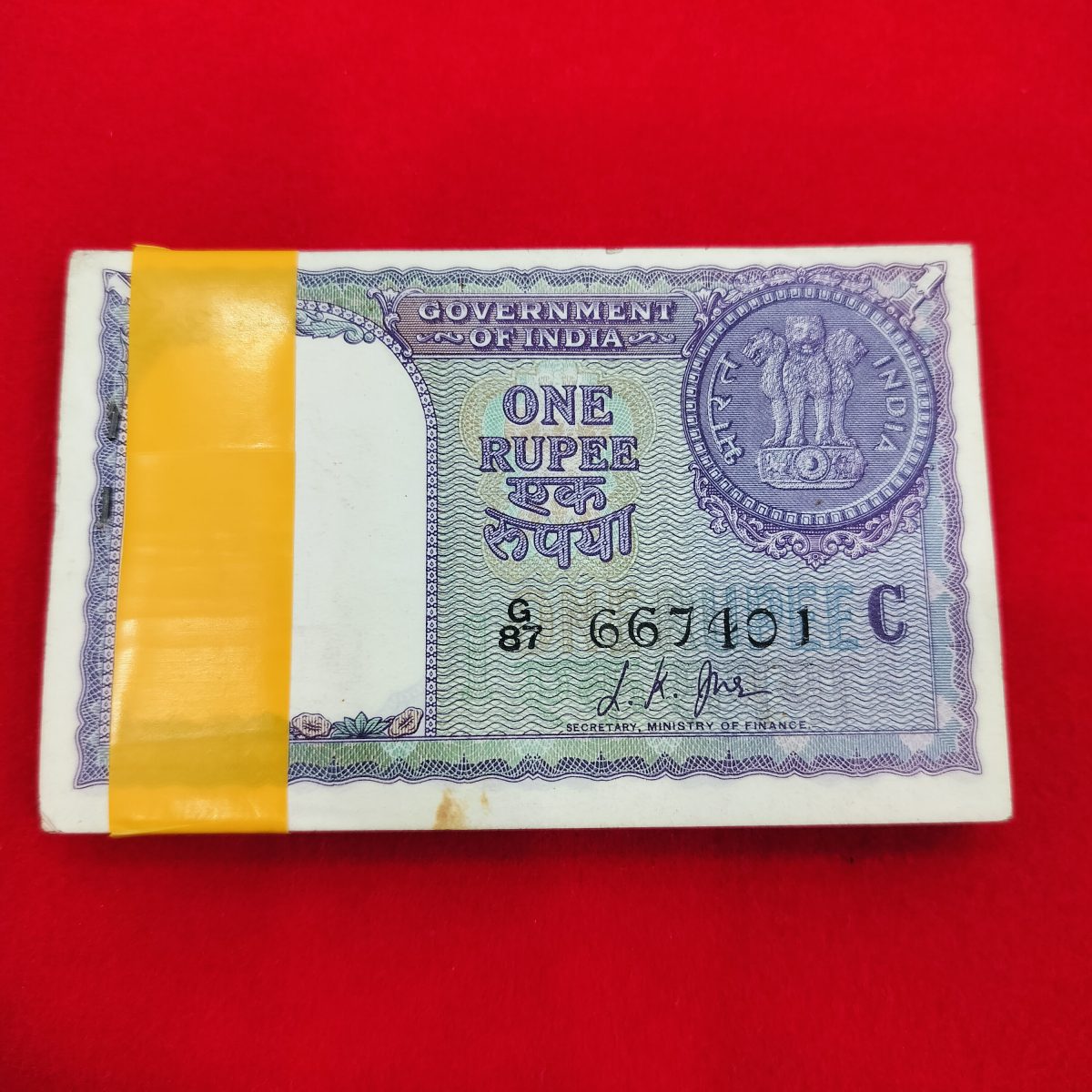 A-11 Rare Packet 1 Rupee 1957 L.k Jha 'C' Inset Chocolate Bundle Serial Bundle G87 667401