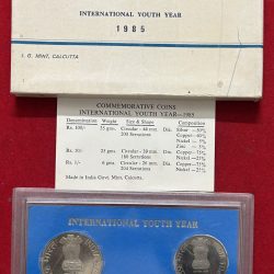 1985 International youth Year (proof set) 3 coin set culcutta mint