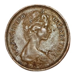 Alternative view of GREAT BRITAIN Copper NEW 1 PENNY Year 1976 Queen ELIZABETH-II High Collectable Grade.