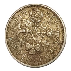 GREAT BRITAIN Cu/Ni SIX PENCE Year 1963 Queen ELIZABETH-II High Collectable Grade.