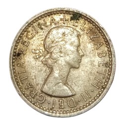 Alternative view of GREAT BRITAIN Cu/Ni SIX PENCE Year 1963 Queen ELIZABETH-II High Collectable Grade.