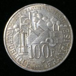 France 100 Francs 1985 Emile Zola Germinal; Commemorative Silver Proof issue 15g Coin Almost UNC #D-110