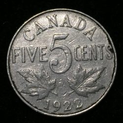 Canada 5 Cents 1922 George V Rare Coin Lowest price #D-117