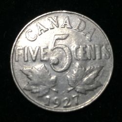 Canada 5 Cents 1927 George V Rare Coin Lowest price #D-120