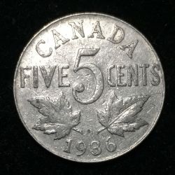 Canada 5 Cents 1936 George V Rare Coin Lowest price #124