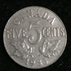 Canada 5 Cents 1935 George V Rare Coin Lowest price #125