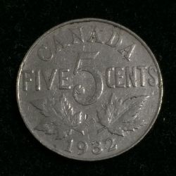 Canada 5 Cents 1932 George V Rare Coin Lowest price #128