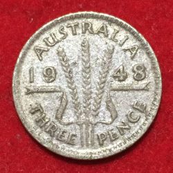 Australia 3 Pence 1948 - George VI Silver Weight 1.41 g Rare Coin #D-152