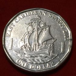 Eastern Caribbean States 1 Dollar 2012- Elizabeth II 4th portrait Rare Coin #D-182