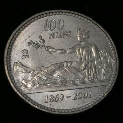 Spain 100 Pesetas 2001 - Juan Carlos I Last Peseta Rare Coin Lowest price # I-12