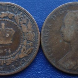 New Brunswick (Canadian provinces), 1864, 1 Cent, KM# 6, Circulated Condition.