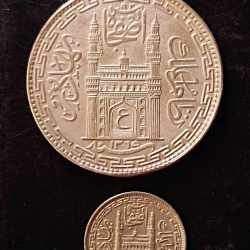 Indian princely states Hyderabad Nizam Denomination 1₹ 2anna Excellent condition