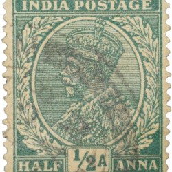 Postal Stamp of George V 1/2 Anna Green Colour - Used Condition as per Image.