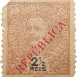 Postal Stamp of India Portugues - Brown 2-1/2 Ries Mint Un-Used as per Image.