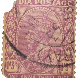 Postal Stamp of George V 1 Anna 3 Pies Pink Colour - Used Condition as per Image.