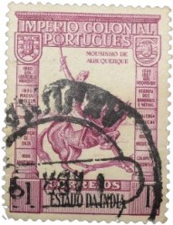 Postal Stamp of India Portugues - 1 Tangas Pink Colour Used as per Image.
