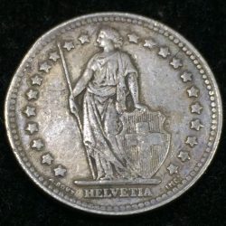 Switzerland 1 Franc 1946 Helvetia standing;Silver (.835) (Weight 5 g) Silver Coin #I-147