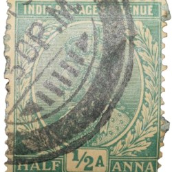 Postal Stamp of George V 1/2 Anna Green Colour - Used Condition as per Image.