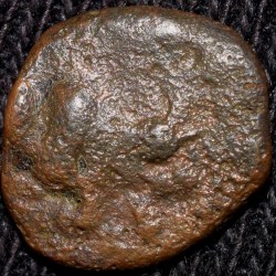 Copper Drachma of Krishnaraj(AD 550-575) of Kalchuris of Mahishmati Bull seated right
