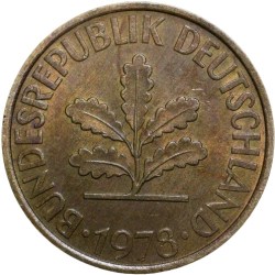 Brass 10 Pfenning of Germany (AD 1978) Beautiful Grade