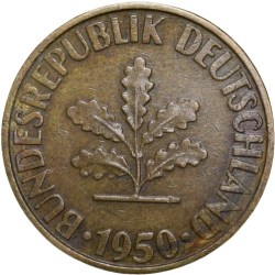 Old Brass 10 Pfenning of Germany (AD 1950) Beautiful Grade