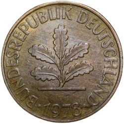 Brass 10 Pfenning of Germany (AD 1978) Beautiful Grade