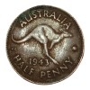 AUSTRALIA Copper HALF PENNY Year 1943 King GEORGE-VI "Kangaroo 🦘" Collectable Grade.