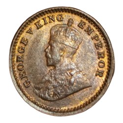 Alternative view of British India 1/12 ANNA Year 1918 King GEORGE-V in UNC Grade.